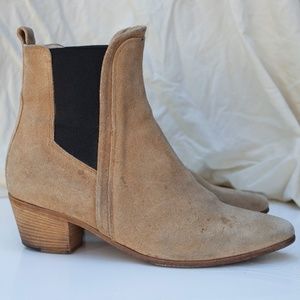 IRO tan suede Chelsea bootie